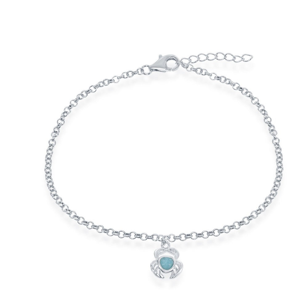 Sterling Silver Larimar Crab Anklet Anklets