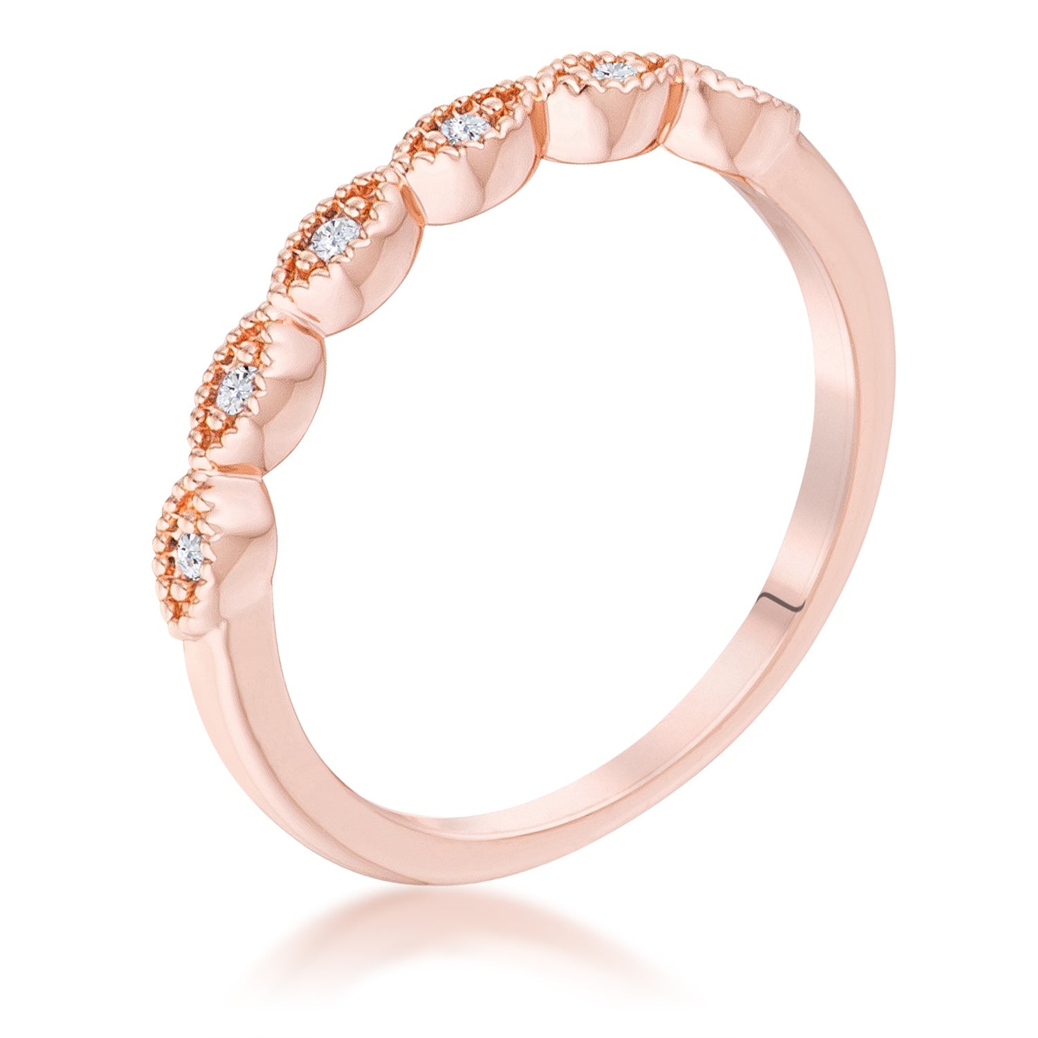 Rose Gold Plated Sextus Marquise Delicate Stackable Ring Rings