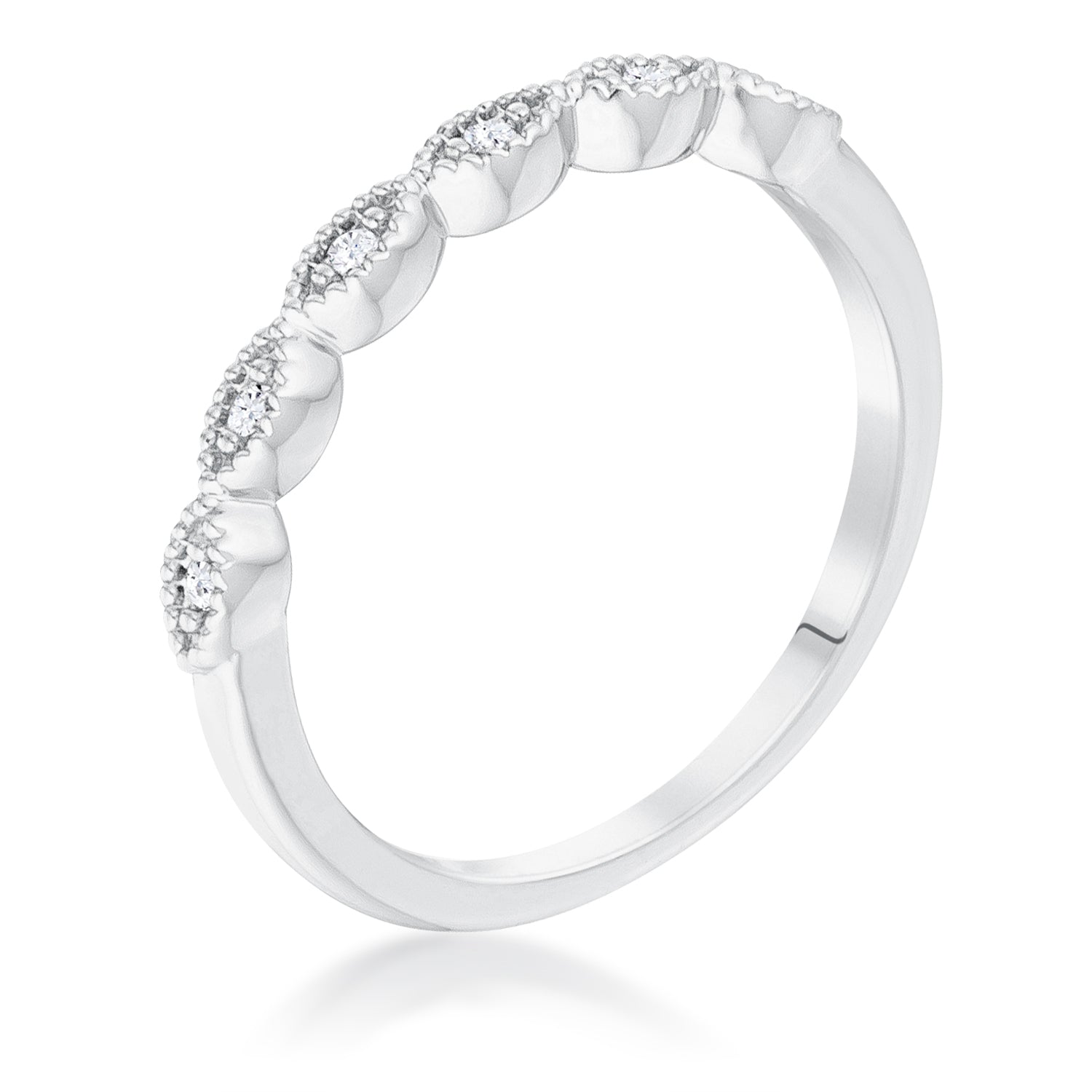 Rhodium Plated Sextus Marquise Delicate Stackable Ring Rings