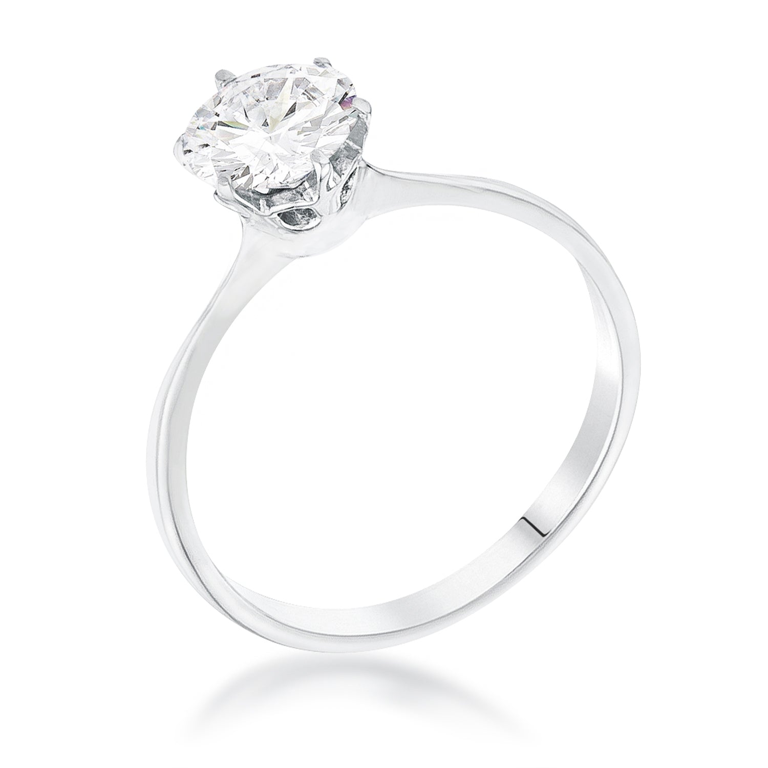 1 Carat Single Stone CZ Rhodium Classic Solitaire Ring Rings
