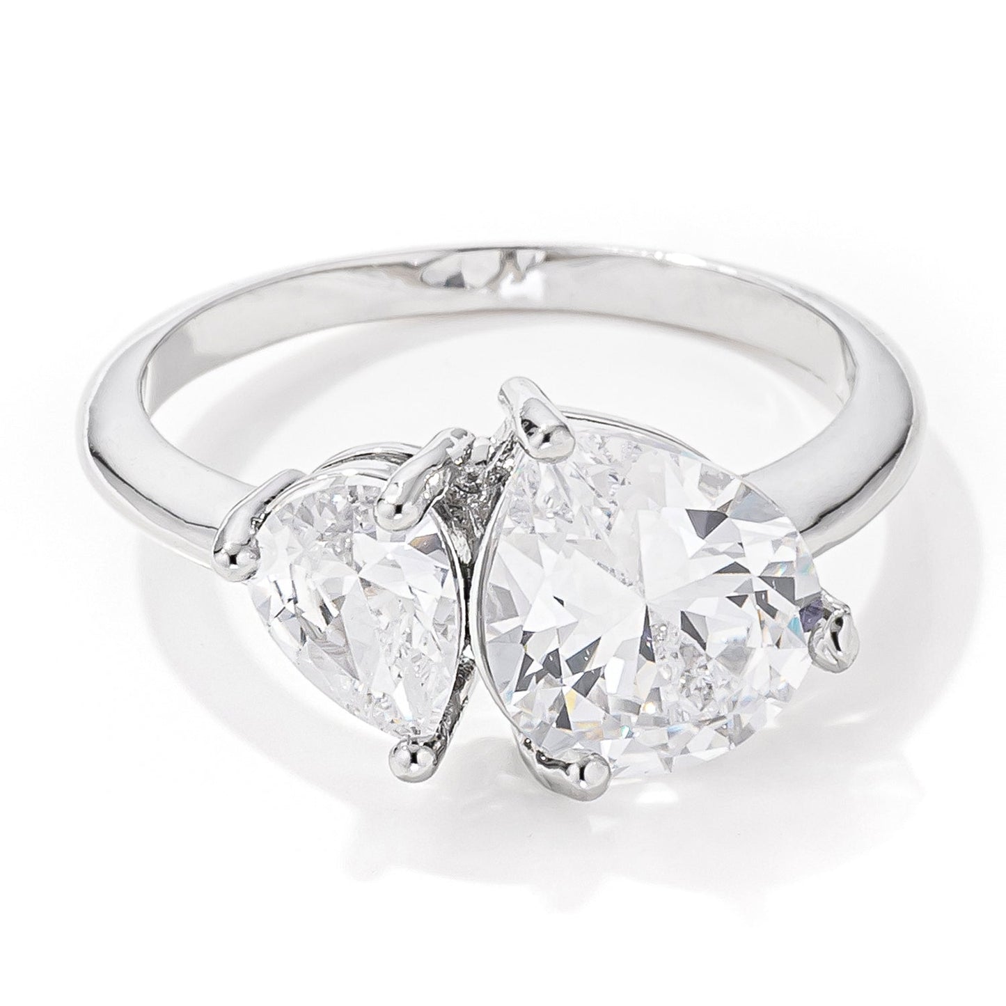 2.75ct Rhodium Plated Toi et Moi CZ Ring Rings