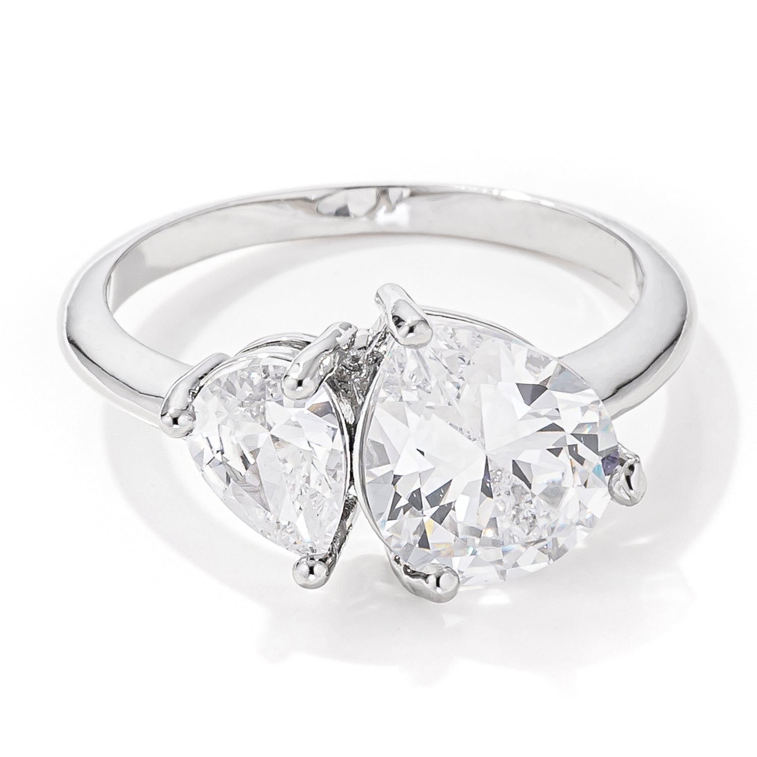 2.75ct Rhodium Plated Toi et Moi CZ Ring Rings