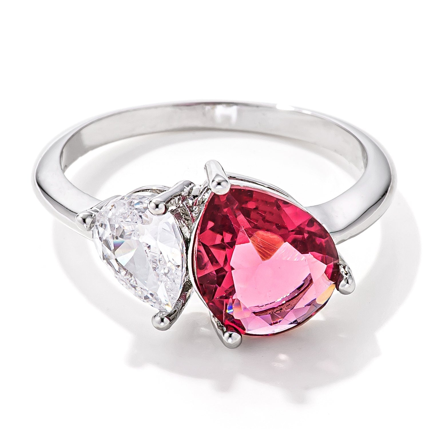 2.75ct Clear & Rose Pink Toi et Moi CZ Ring Rings