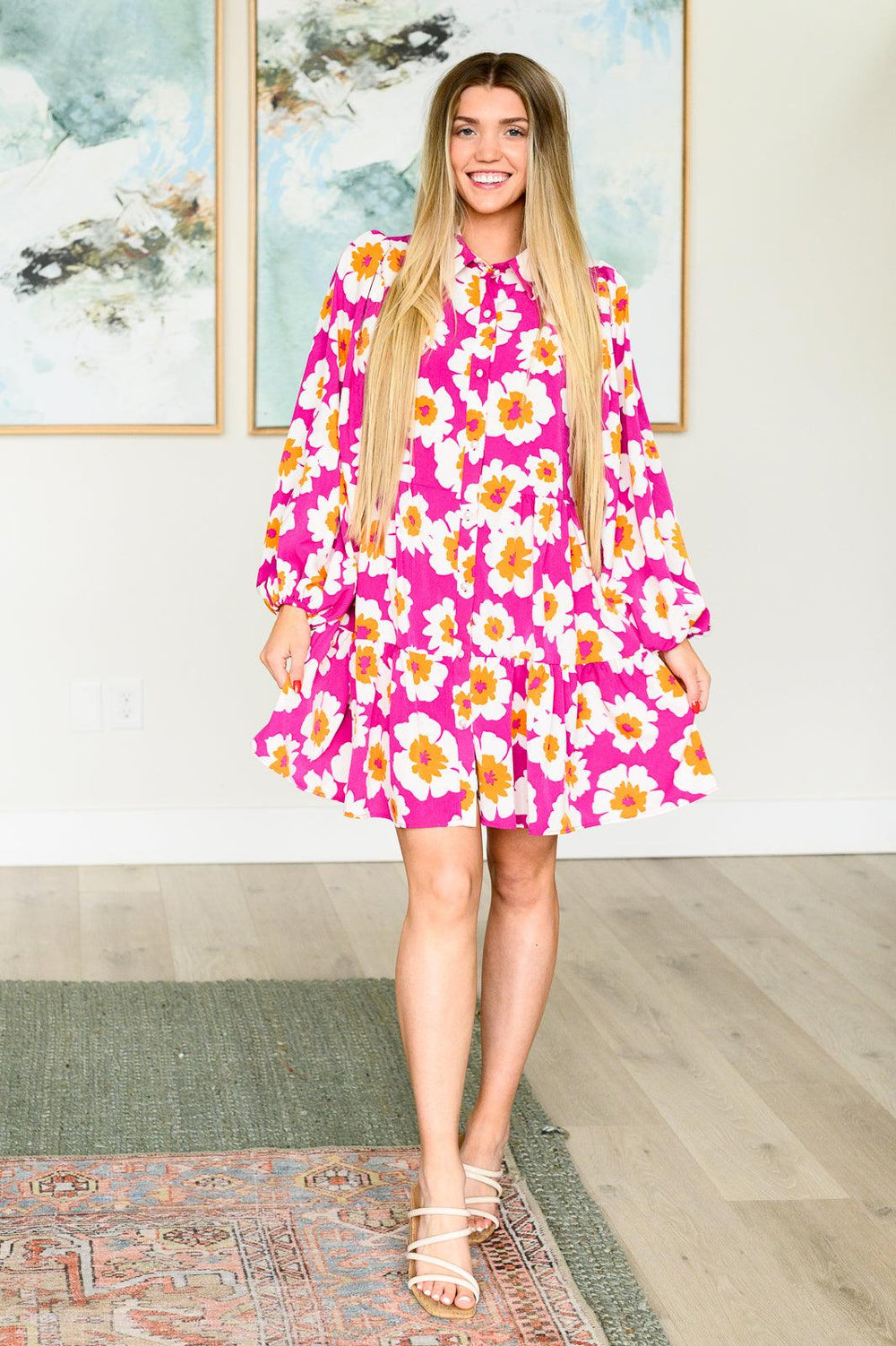 Magnificently Mod Floral Shirt Dress Midi Dresses