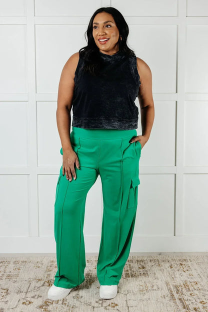 Rae Mode Emerald Green Butter Soft Cargo Pants - DAVERRI FASHIONS