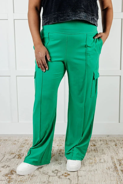 Rae Mode Emerald Green Butter Soft Cargo Pants - DAVERRI FASHIONS