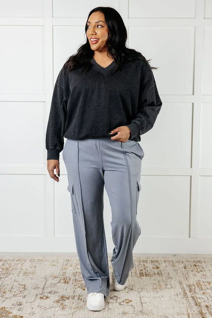 Rae Mode Rhino Grey Butter Soft Cargo Pants - DAVERRI FASHIONS