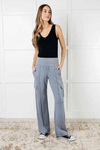 Rae Mode Rhino Grey Butter Soft Cargo Pants - DAVERRI FASHIONS