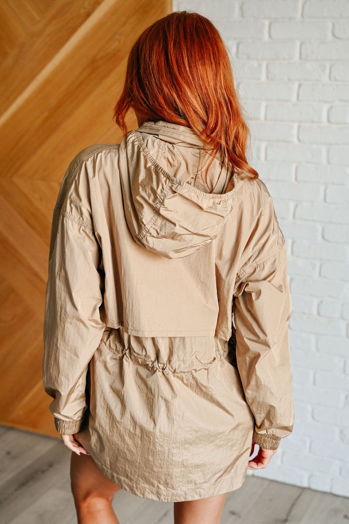 Rain, Rain Go Away Parachute Jacket in Camel Layers