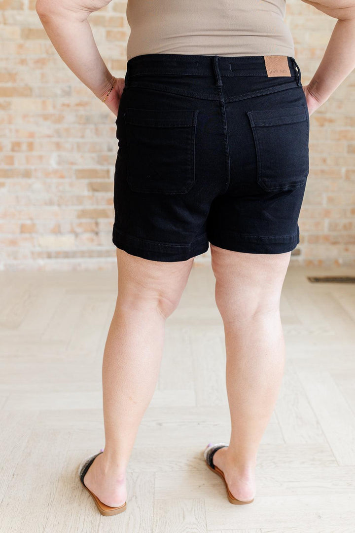 Judy Blue Black High Rise Button Fly Trouser Shorts Shorts