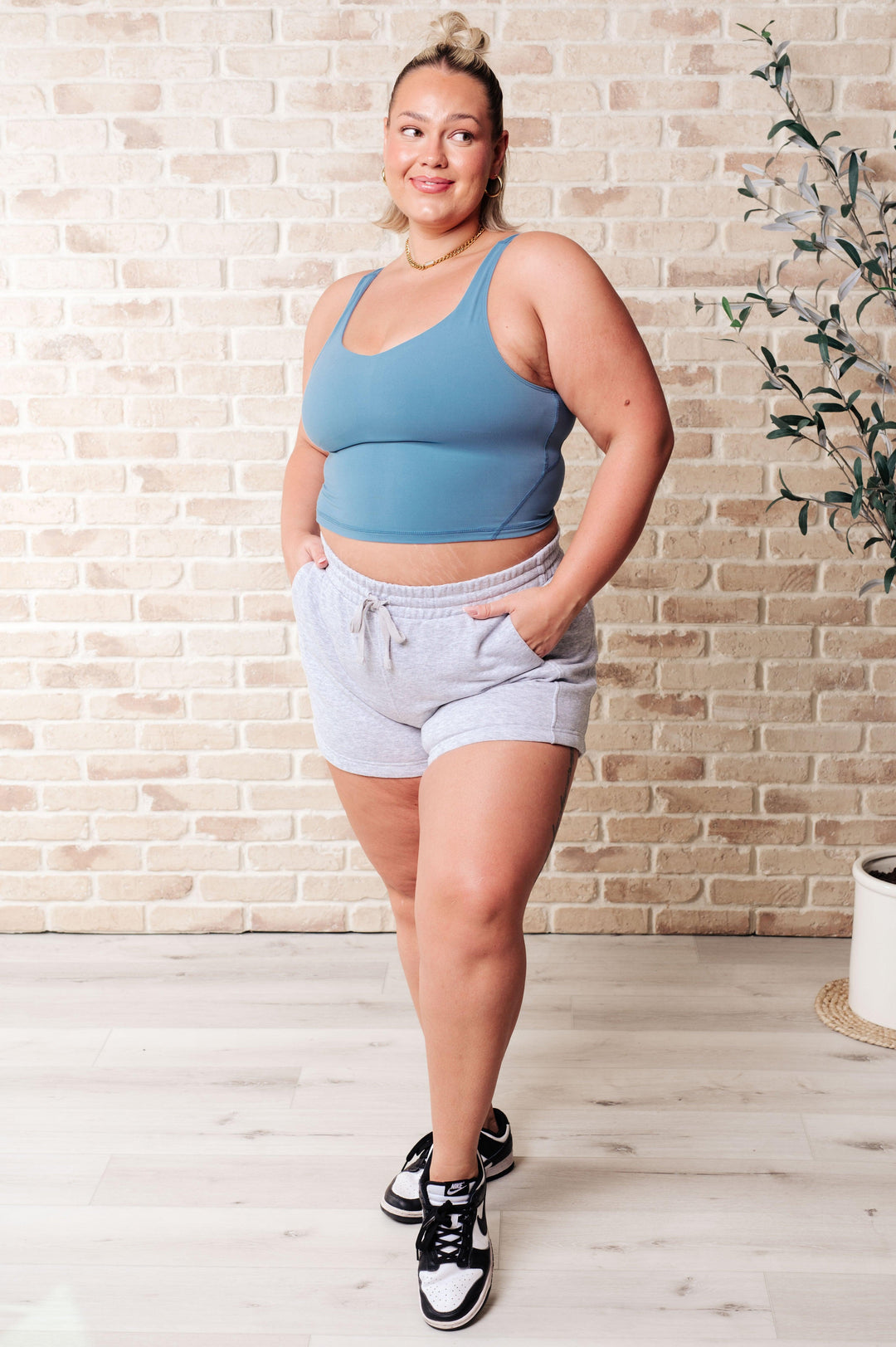 Rhythm and Rhyme Tank in Dusty Blue Athleisure