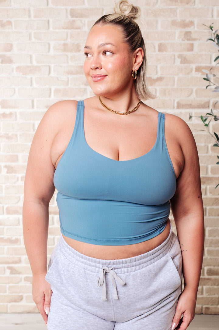 Rhythm and Rhyme Tank in Dusty Blue Athleisure