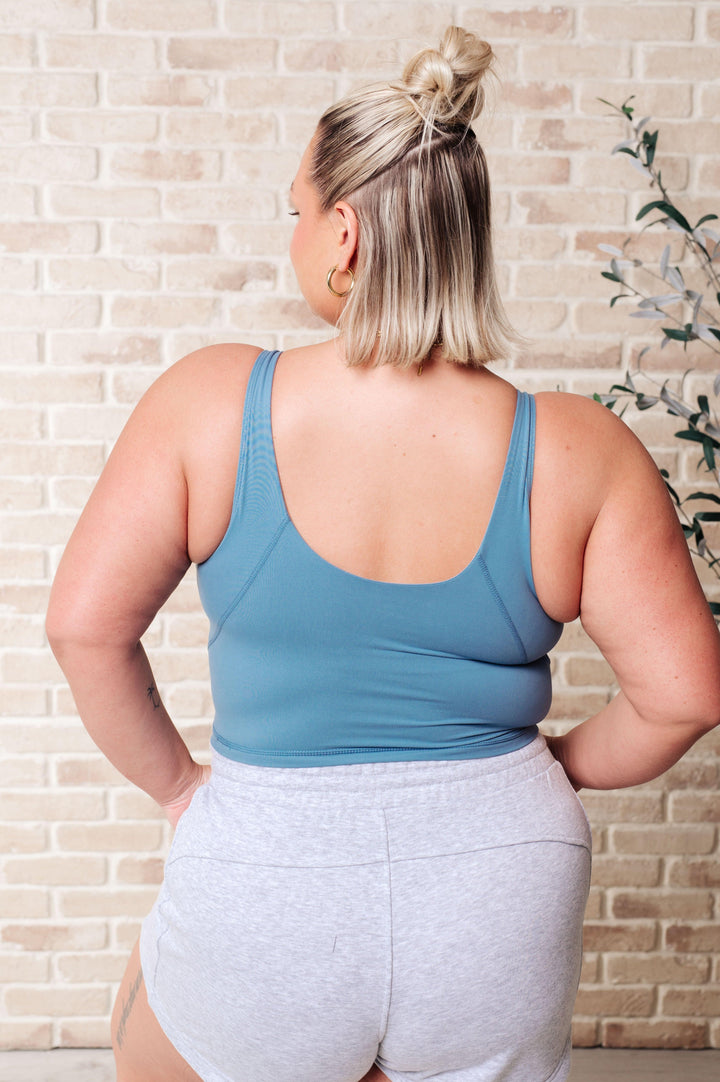 Rhythm and Rhyme Tank in Dusty Blue Athleisure