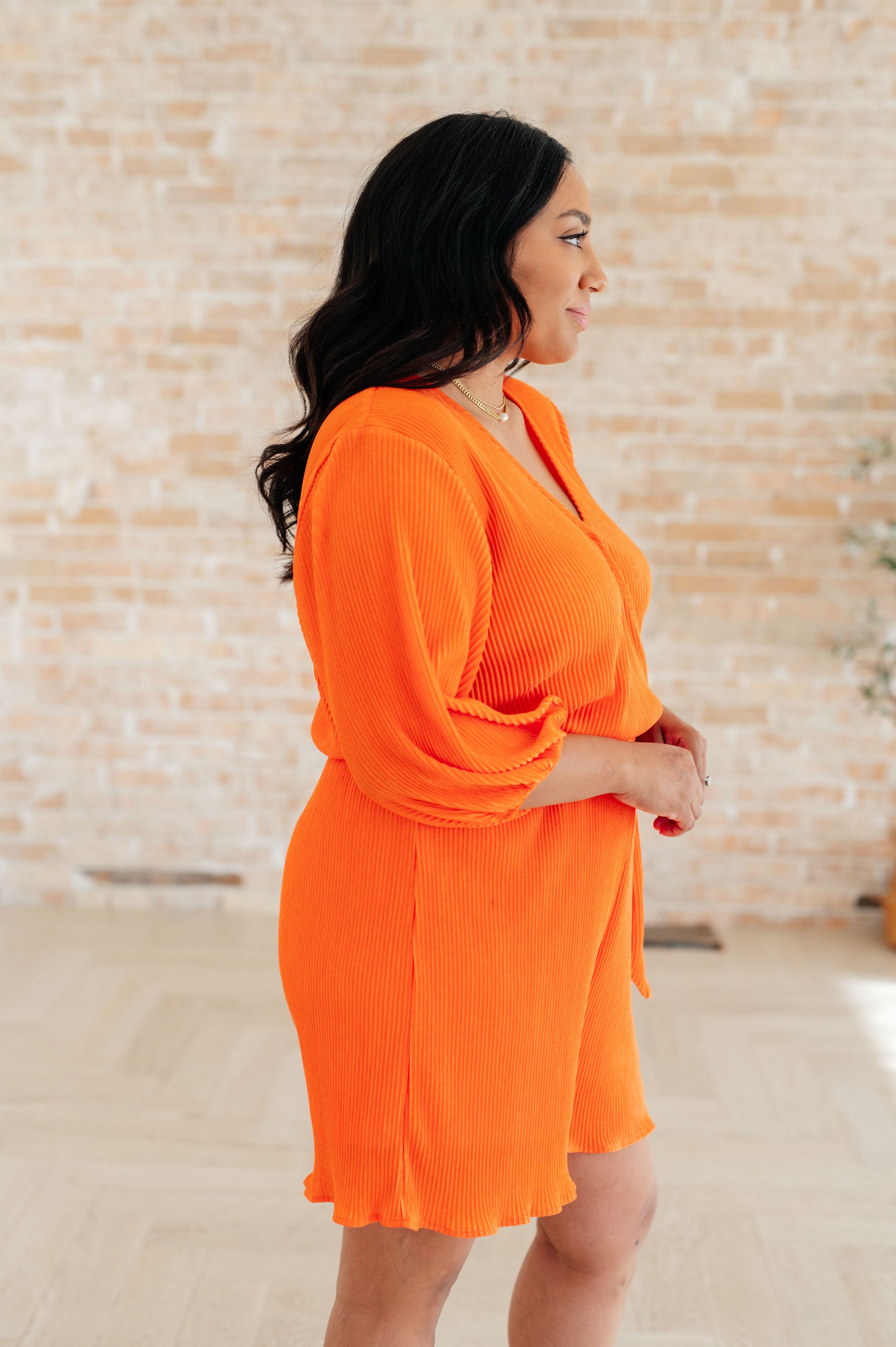 Roll With me Romper in Tangerine Jumpsuits & Rompers