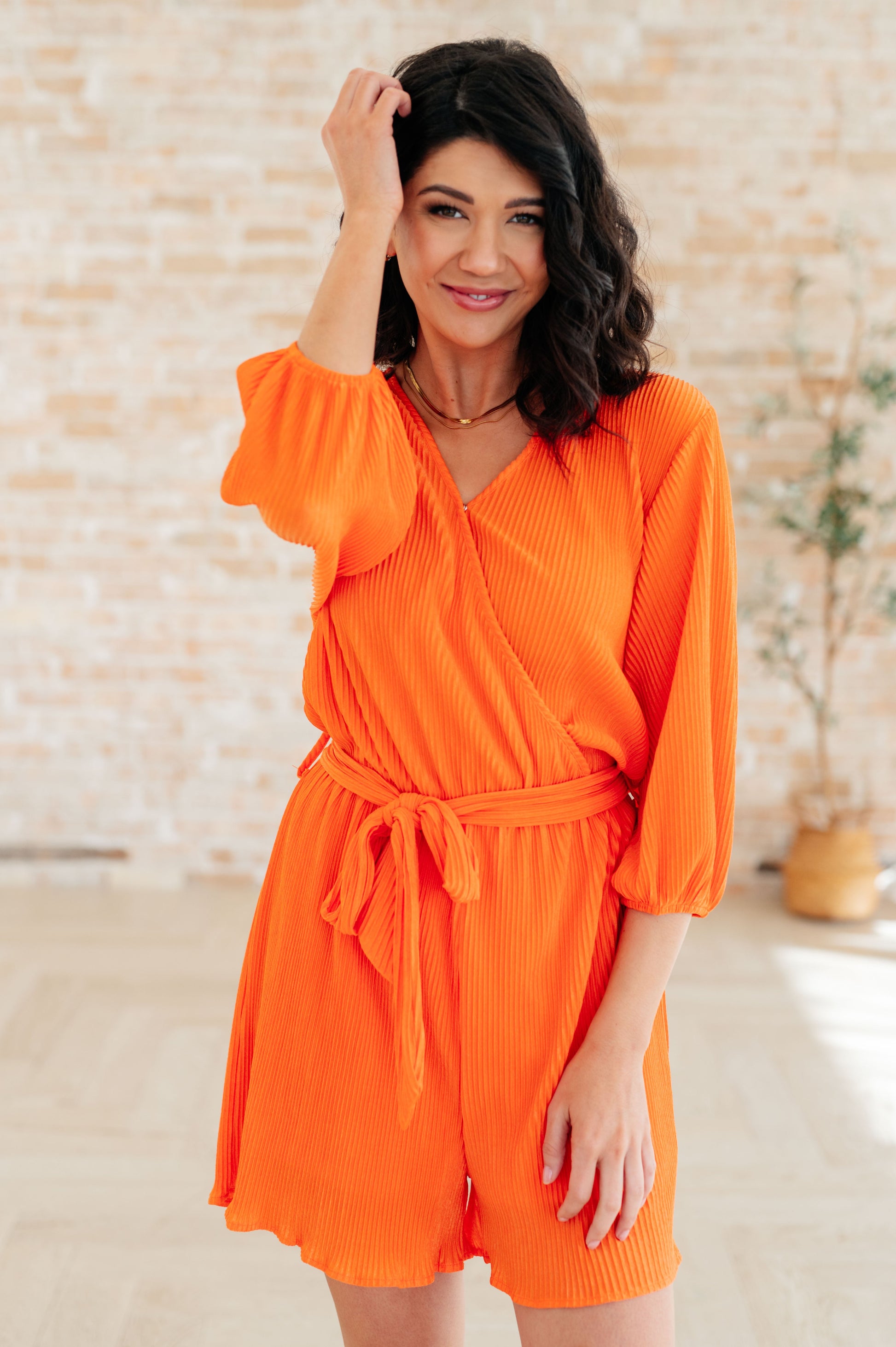 Roll With me Romper in Tangerine Jumpsuits & Rompers