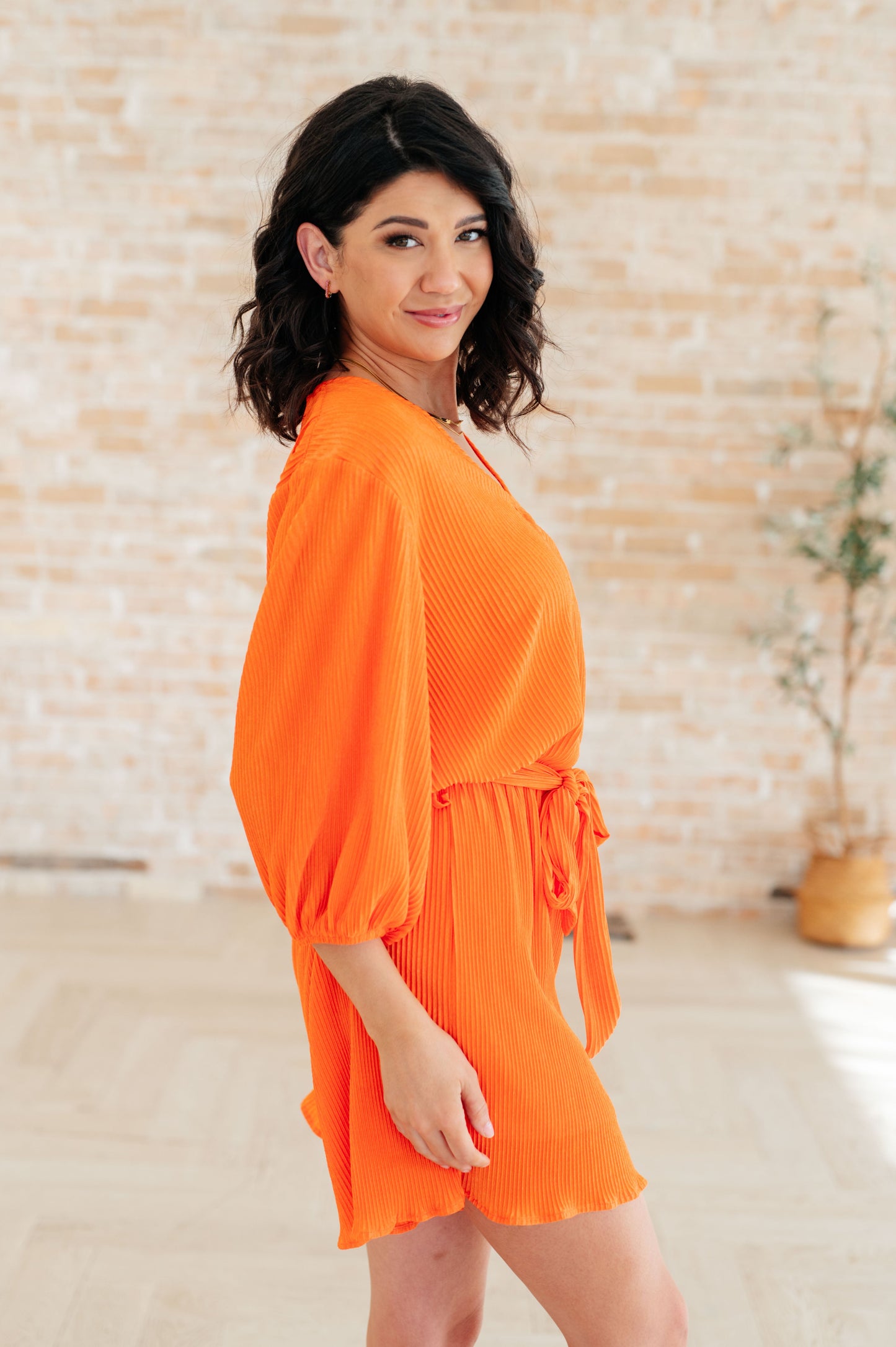 Roll With me Romper in Tangerine Jumpsuits & Rompers