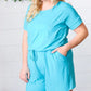 Ice Blue Brushed Knit Elastic Waist Pocketed Romper - DAVERRI FASHIONS