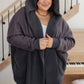 Cozy dark gray Room For Two Hooded Sweatshirt with plush texture