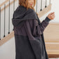 Cozy dark gray Room For Two Hooded Sweatshirt with relaxed fit and panels