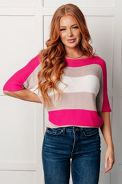 Rows Of Rose Short Sleeve Knit Top Tops