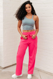 Run, Don't Walk Cargo Sweatpants in Flamingo Pink Athleisure