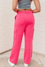 Run, Don't Walk Cargo Sweatpants in Flamingo Pink Athleisure