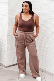 Run, Don't Walk Cargo Sweatpants in Smokey Brown Athleisure Pants