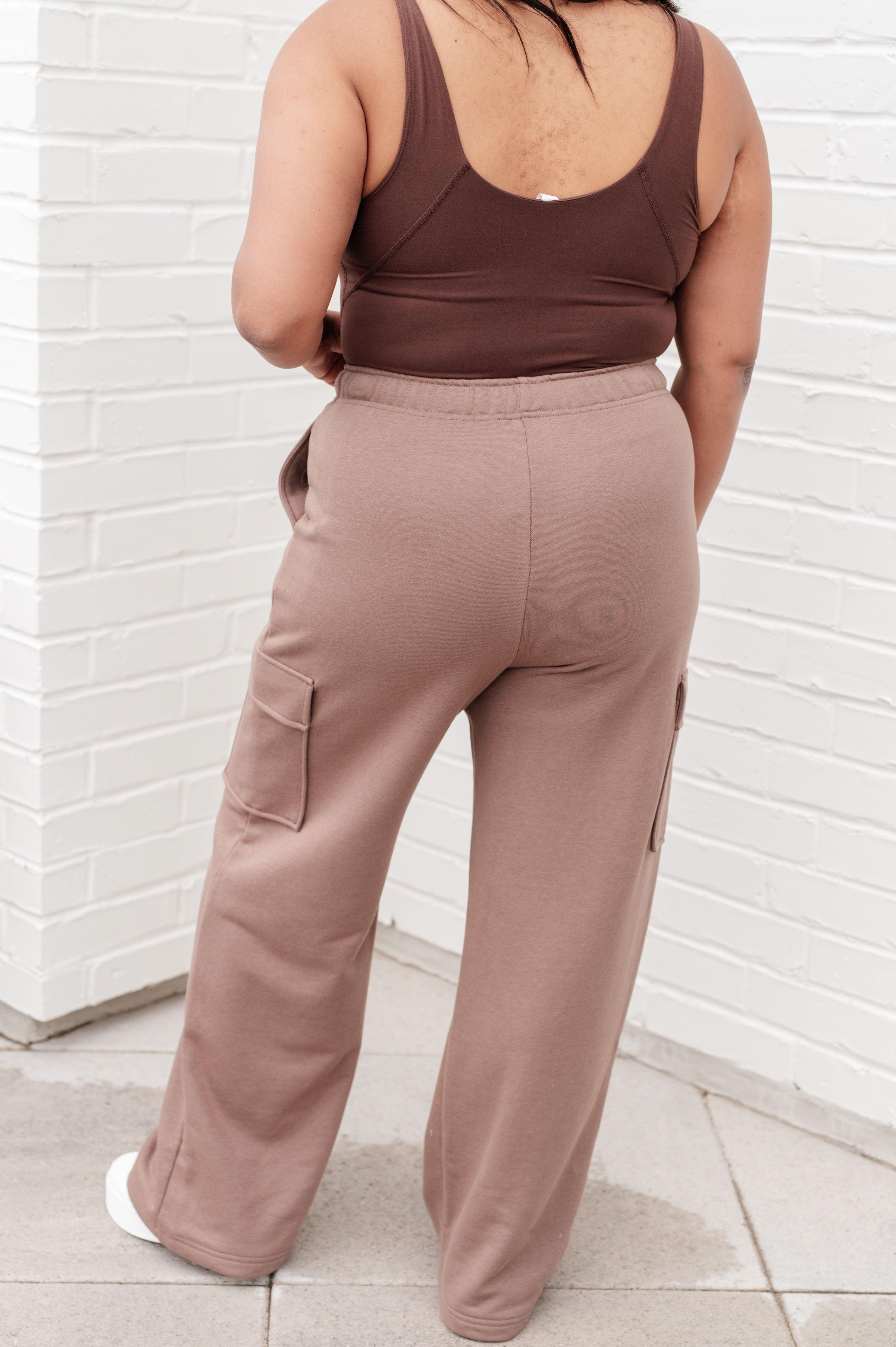 Run, Don't Walk Cargo Sweatpants in Smokey Brown Athleisure Pants