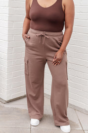 Run, Don't Walk Cargo Sweatpants in Smokey Brown Athleisure Pants