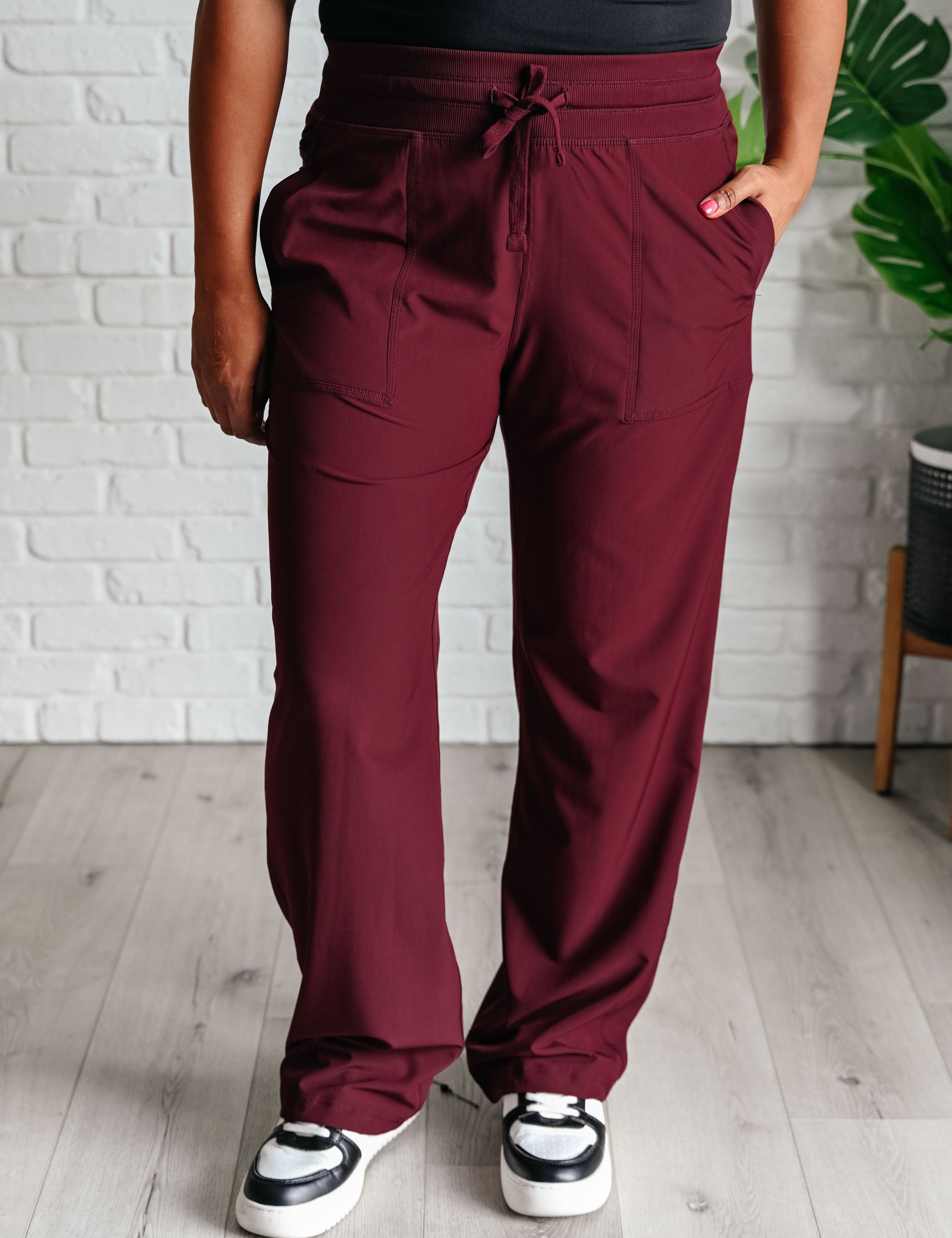 Runner's High Drawstring Joggers in Red Merlot Athleisure