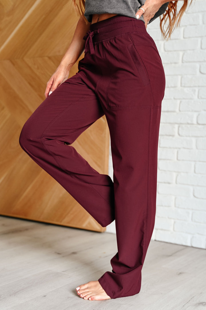 Runner's High Drawstring Joggers in Red Merlot Athleisure