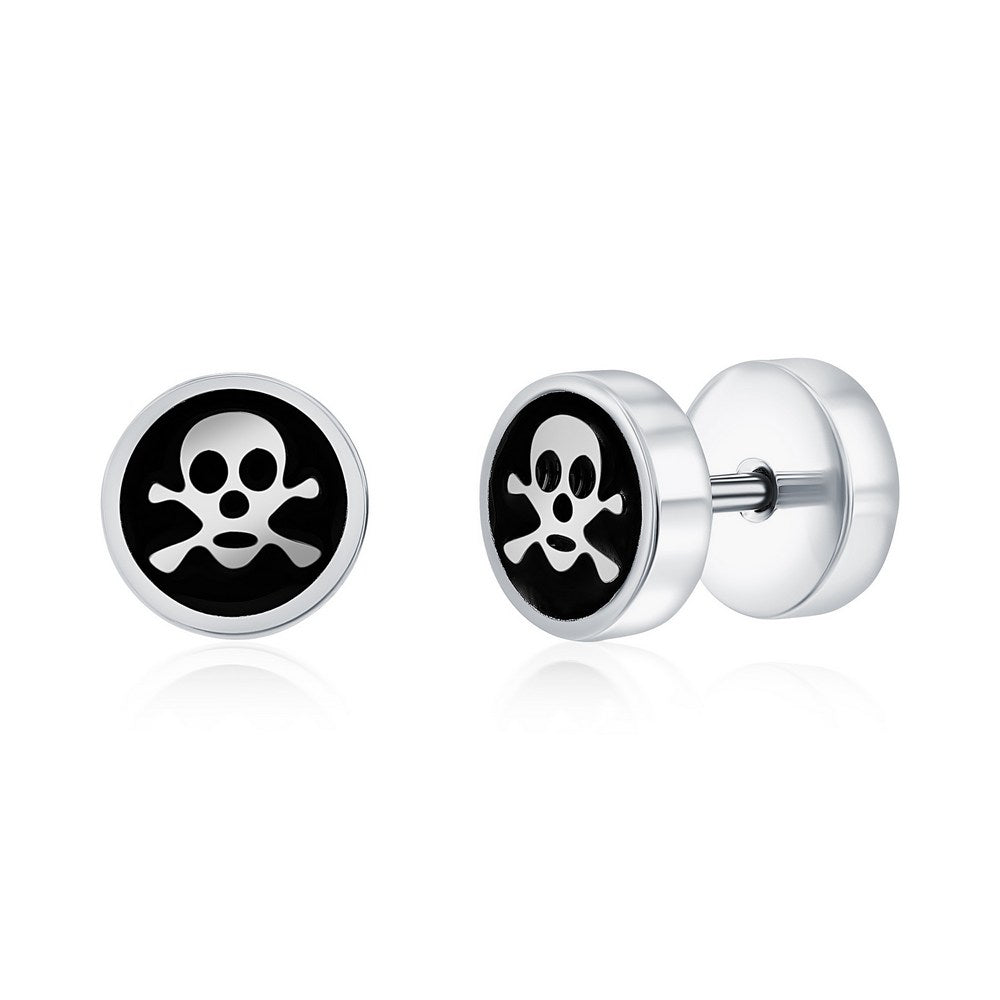 Stainless Steel Round Skull Stud Earrings Earrings