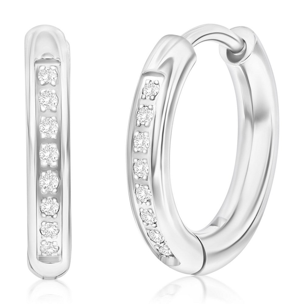 Stainless Steel 15mm CZ Huggie Earrings Earrings