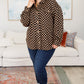 Plus-size woman in Safe Secrets Checkered Shacket brown black shirt