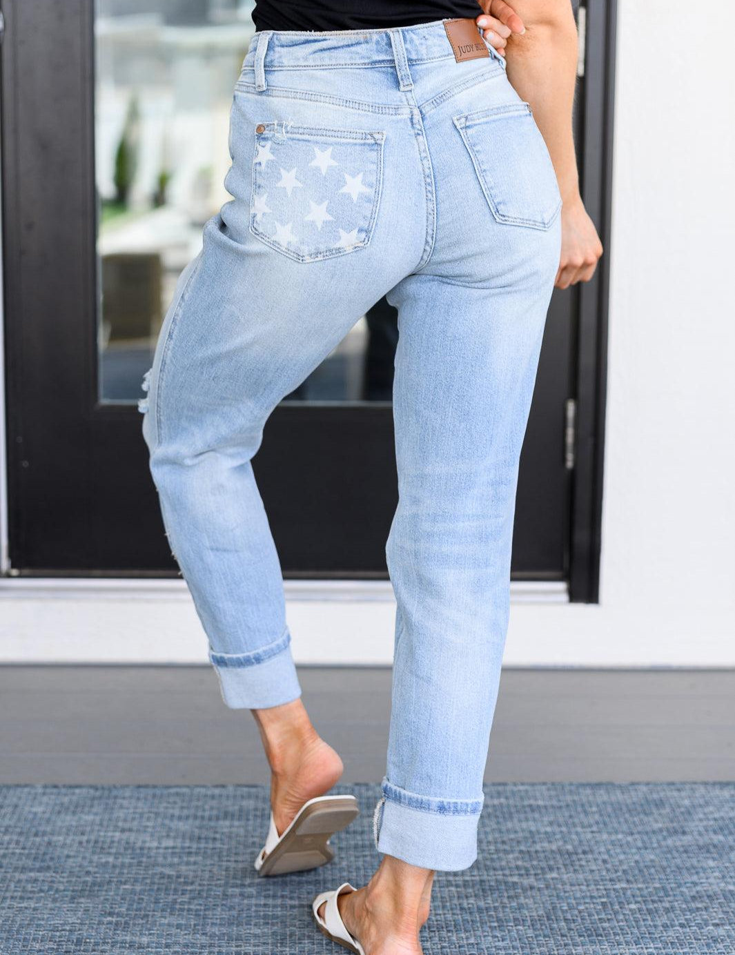 Sam Mid Rise Star Pocket Boyfriend Jeans Bottoms