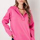 Vibrant hot pink Same Ol Situation collared pullover hoodie with relaxed fit