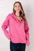 Vibrant hot pink Same Ol Situation collared pullover hoodie with relaxed fit