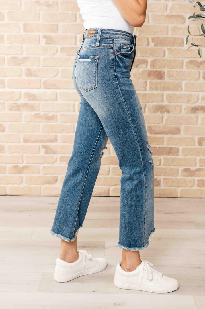 Judy Blue High Waist Distressed Crop Straight Leg Jeans Jeans