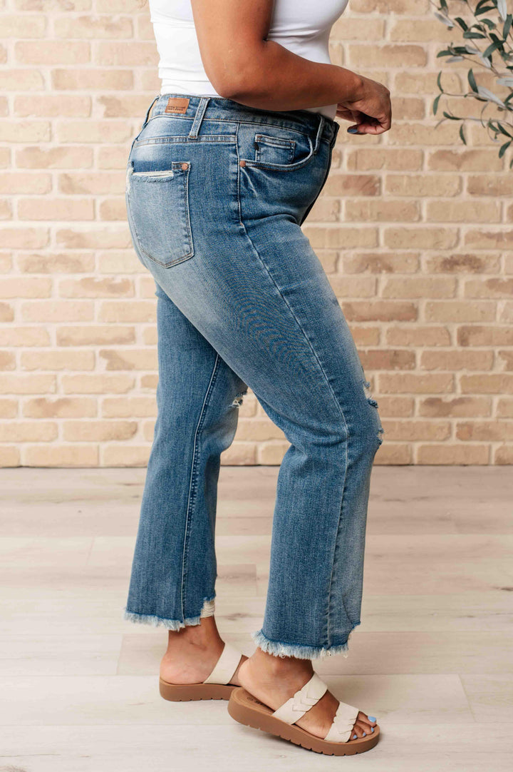 Judy Blue High Waist Distressed Crop Straight Leg Jeans Jeans