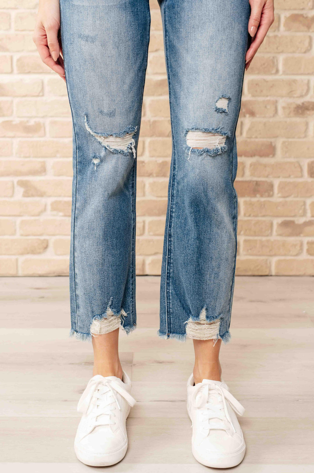 Judy Blue High Waist Distressed Crop Straight Leg Jeans Jeans