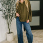 Olive green She’s Got A Way button-down blouse, long sleeves, relaxed cotton fit
