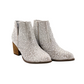 Silver Shine Star rhinestone bootie with wooden heel and zipper