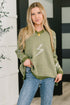 Olive Shock Value V-Neck Sweater with white lightning bolt
