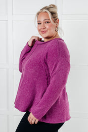 Simple Silhouette Brushed Hacci Sweater in Light Plum Tops