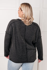Simply Basic Ribbed Hacci Sweater in Black | Tops Daverri Fashions