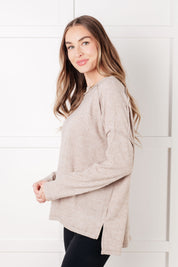 Simply Basic Ribbed Hacci Sweater in H Mocha | Tops Daverri Fashions