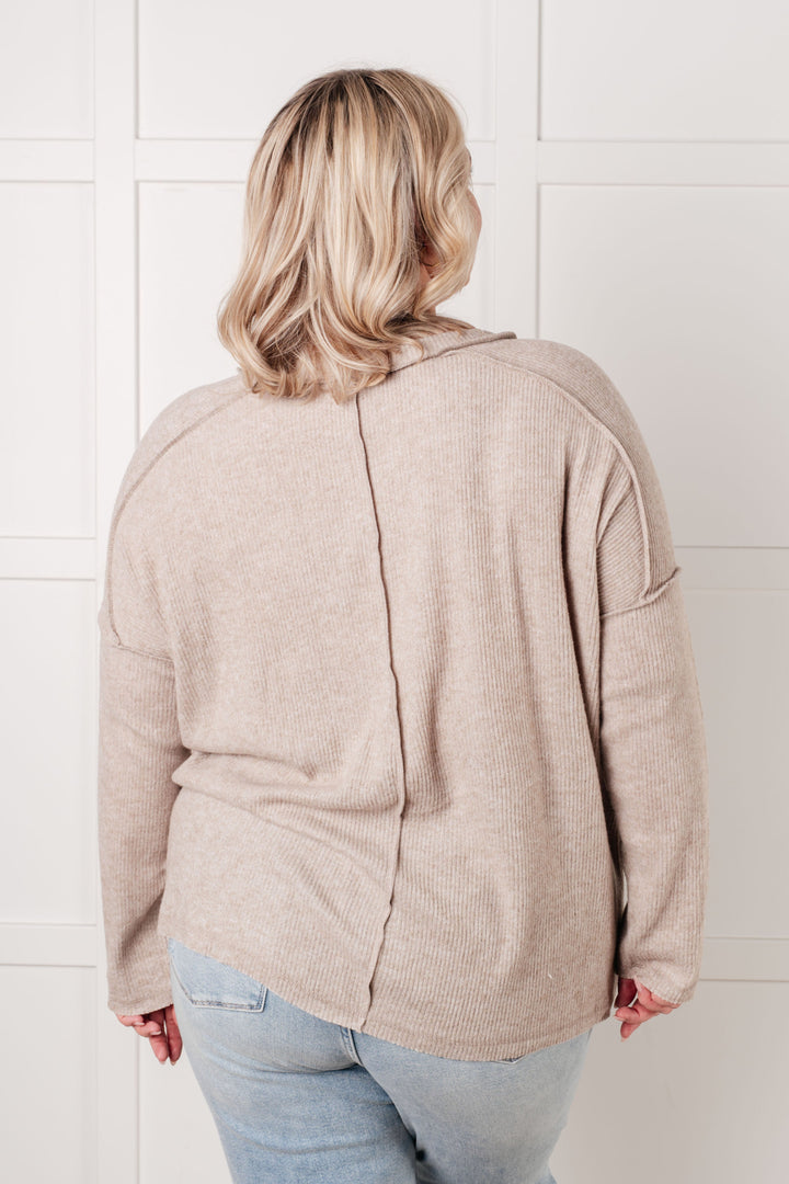 Simply Basic Ribbed Hacci Sweater in H Mocha | Tops Daverri Fashions