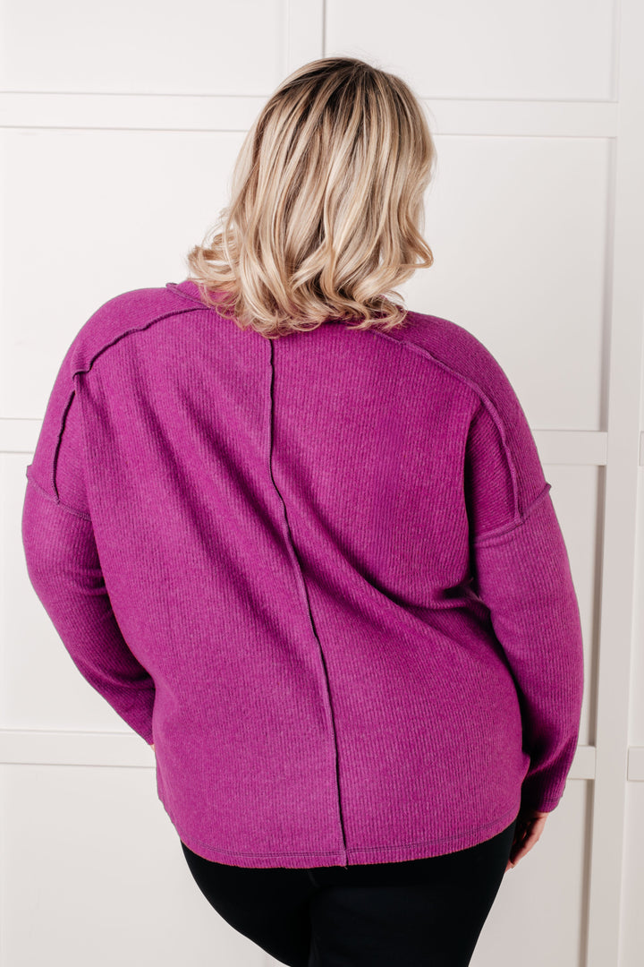 Simply Basic Ribbed Hacci Sweater in Light Plum | Sweaters Daverri Fashions