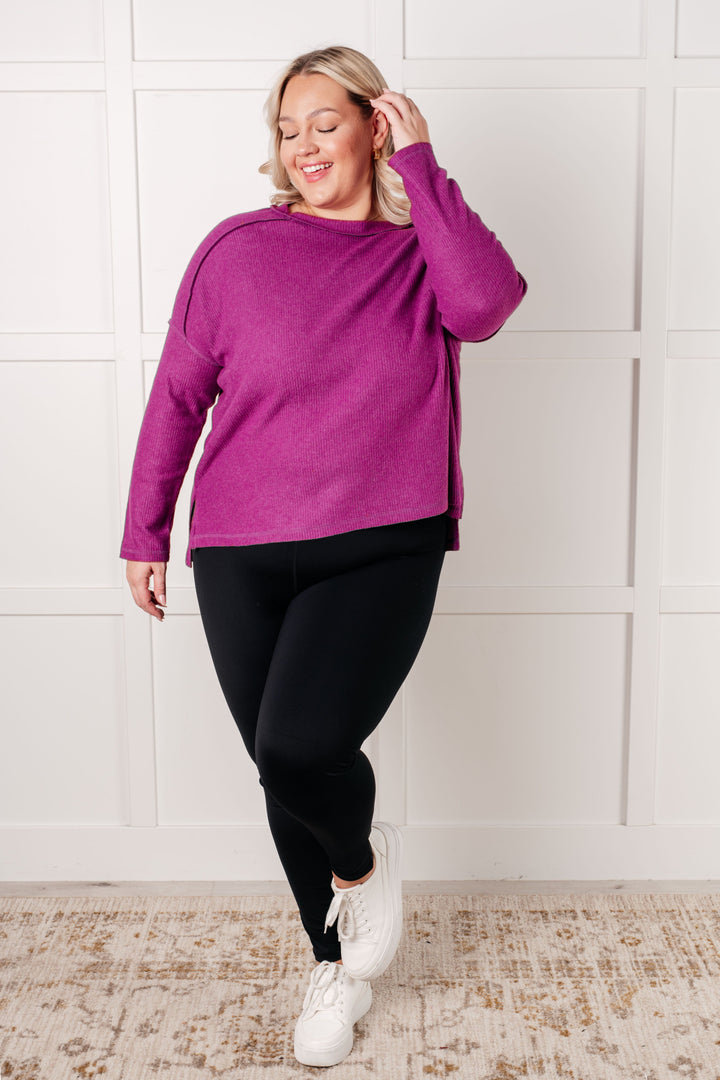 Simply Basic Ribbed Hacci Sweater in Light Plum | Sweaters Daverri Fashions