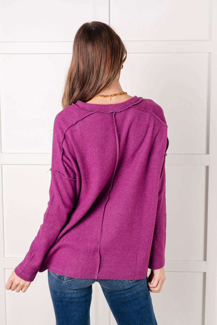 Simply Basic Ribbed Hacci Sweater in Light Plum | Sweaters Daverri Fashions